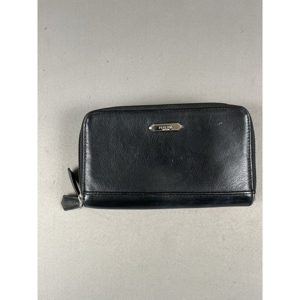 Perlina New York Black Soft Leather Zipper Wallet Clutch NWOT - Picture 16 of 16